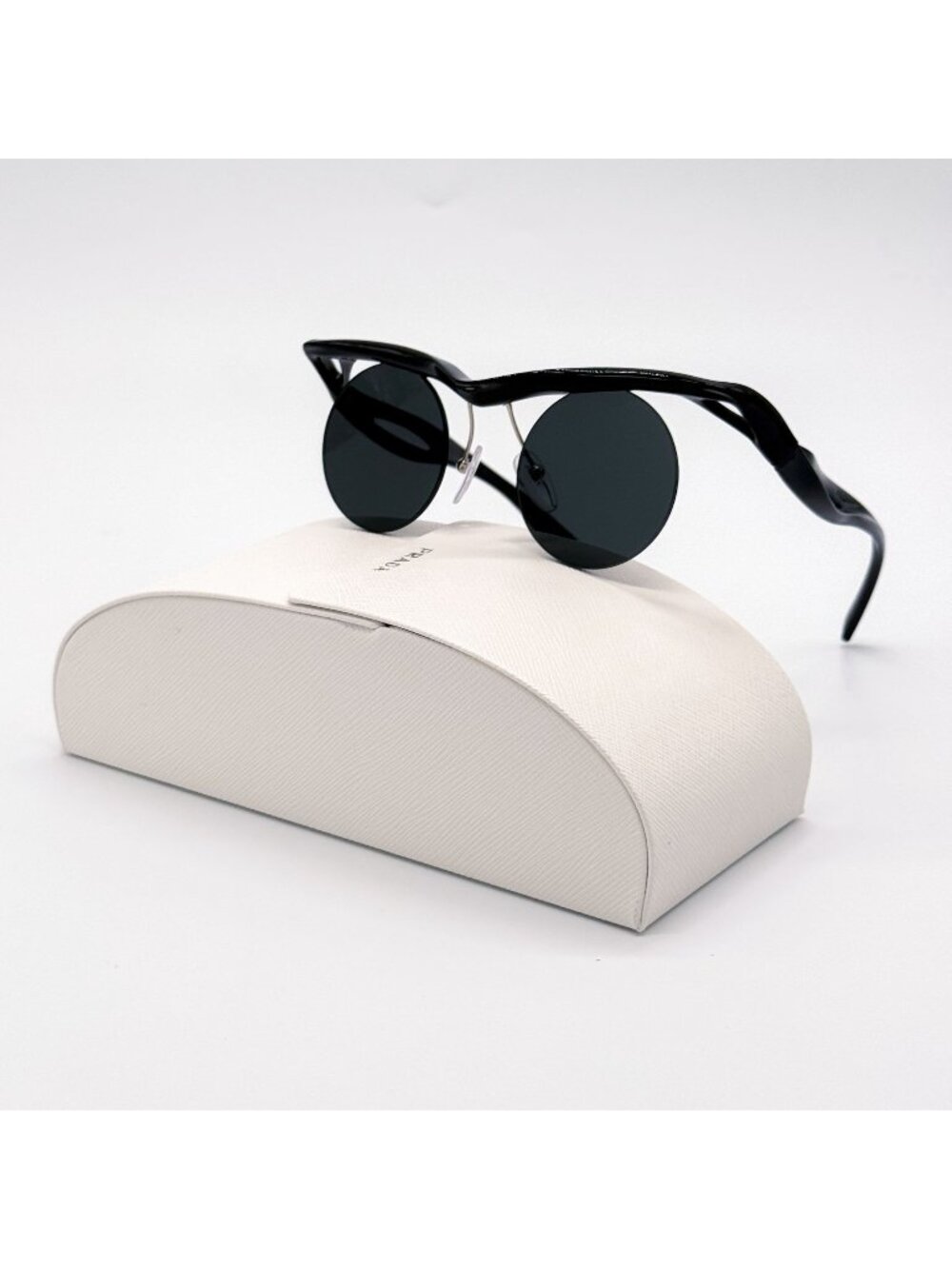 NEW PRADA SUNGLASSES PRA18S 1AB5S0 ROUND BLACK UNISEX EYEWEAR PR A18S, SPR A18S